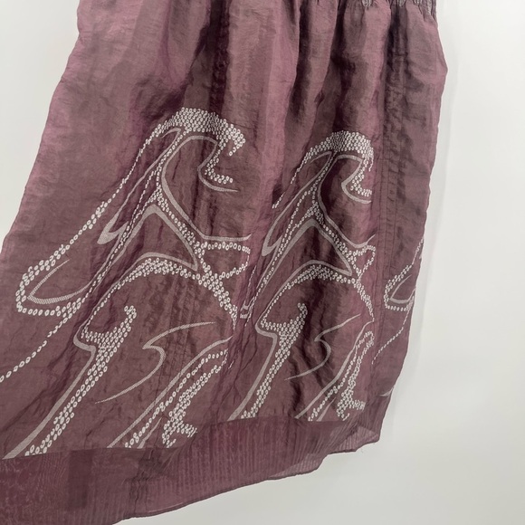 Lapis Eggplant Burgundy Smocked Elastic Waistband Midi Skirt - Picture 3 of 9